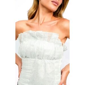 ASOS Luxe Fan Detail Corset Body In Sparkle White Size 8 NWT